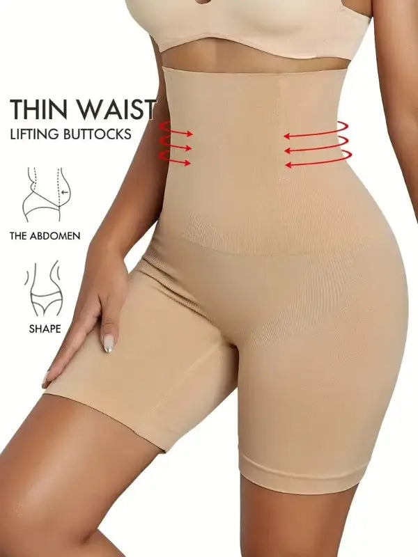 High-waist shapewear panty showing anti-roll waistband